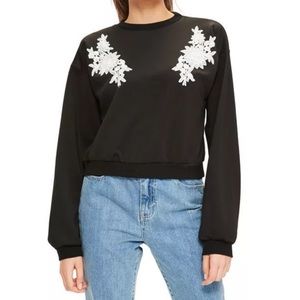 Missguided Black Lace Appliqué Pullover sweater